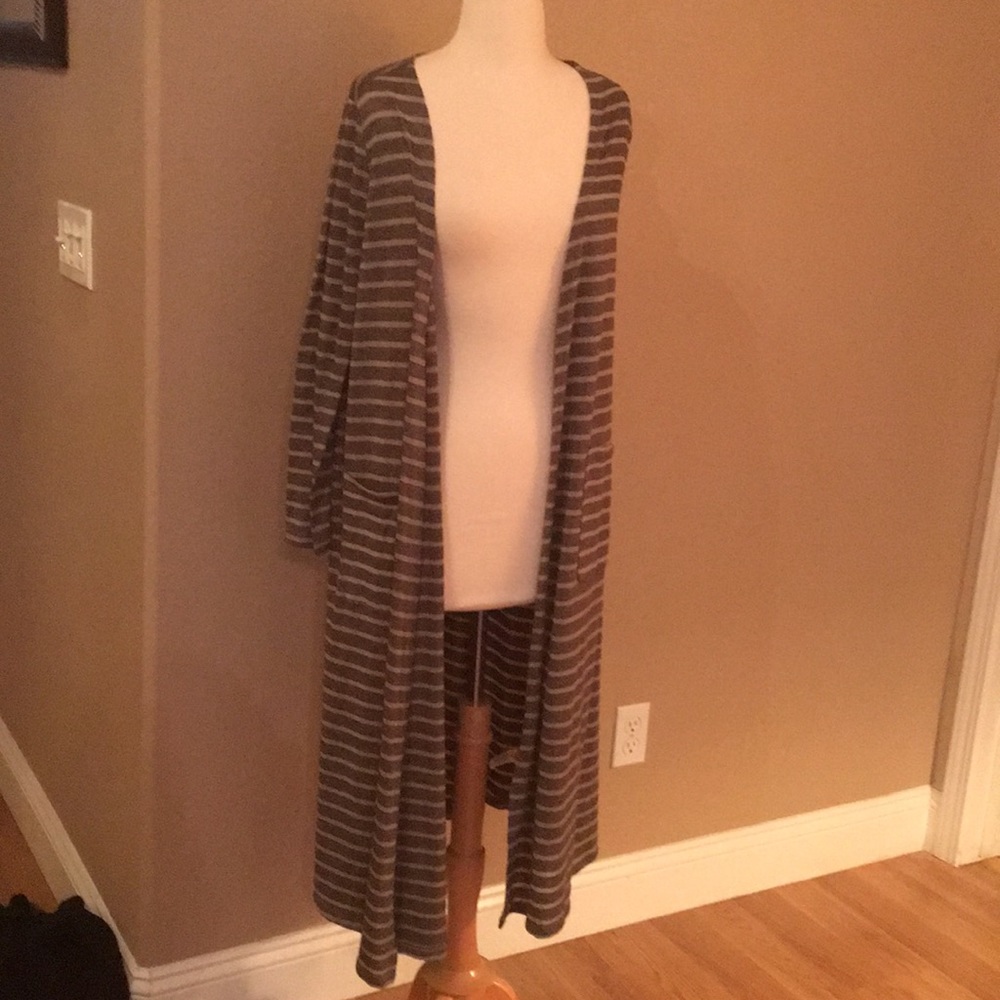Cardigan duster length olive color